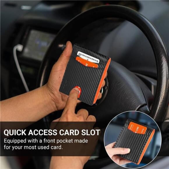 Wallet for Men, Mens Minimalist Wallet Credit Card Holder, Slim Leather - Picture 6 of 8